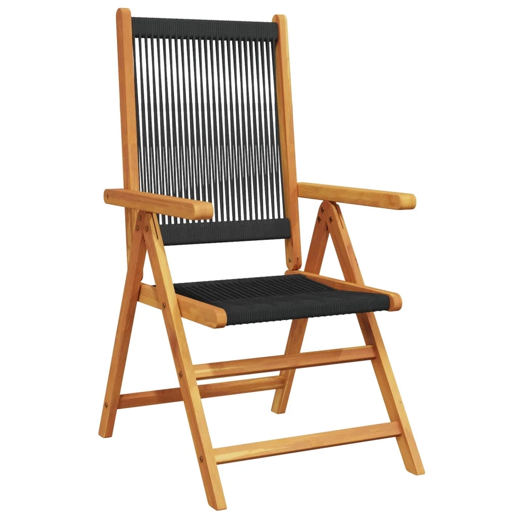 Sedie da Giardino Reclinabili 4pz Nere Legno Massello di Acacia 3214529