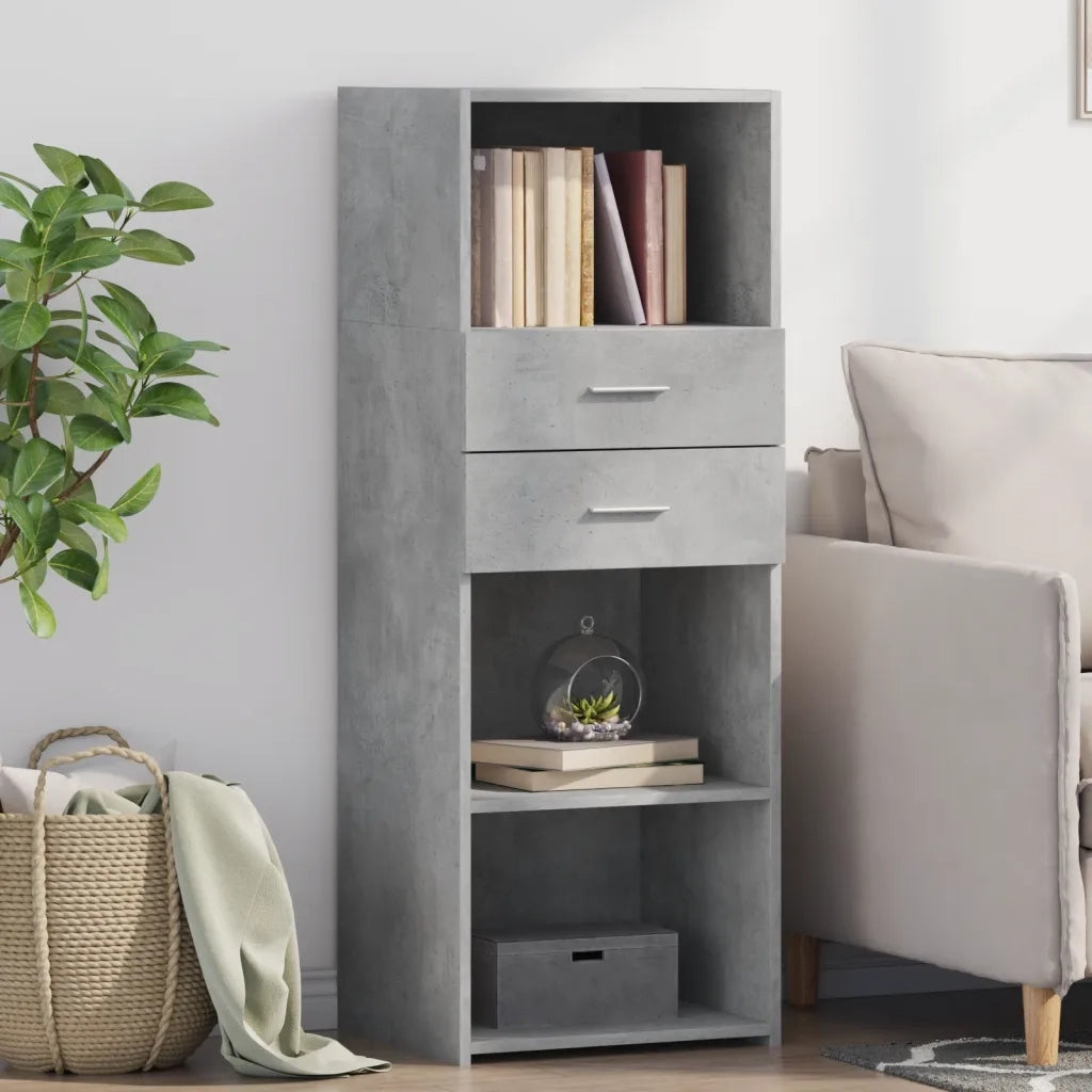 Credenza-Buffet-Armadio da cucina Grigio Cemento 45x42,5x124 cm in Legno Multistrato