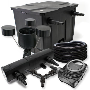 Set Filtro 12000l Chiarificatore laghetto 36W Pompa NEO8000 70W Tubo 25m Skimmer CSP250