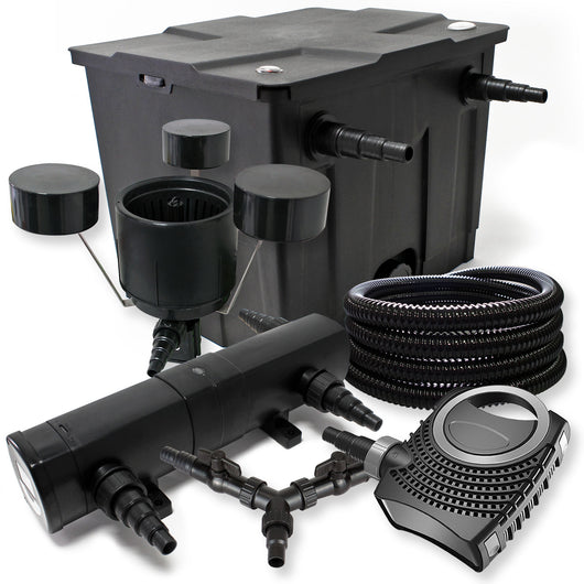 Set Filtro 12000l Chiarificatore laghetto 36W Pompa NEO8000 70W Tubo 25m Skimmer CSP250