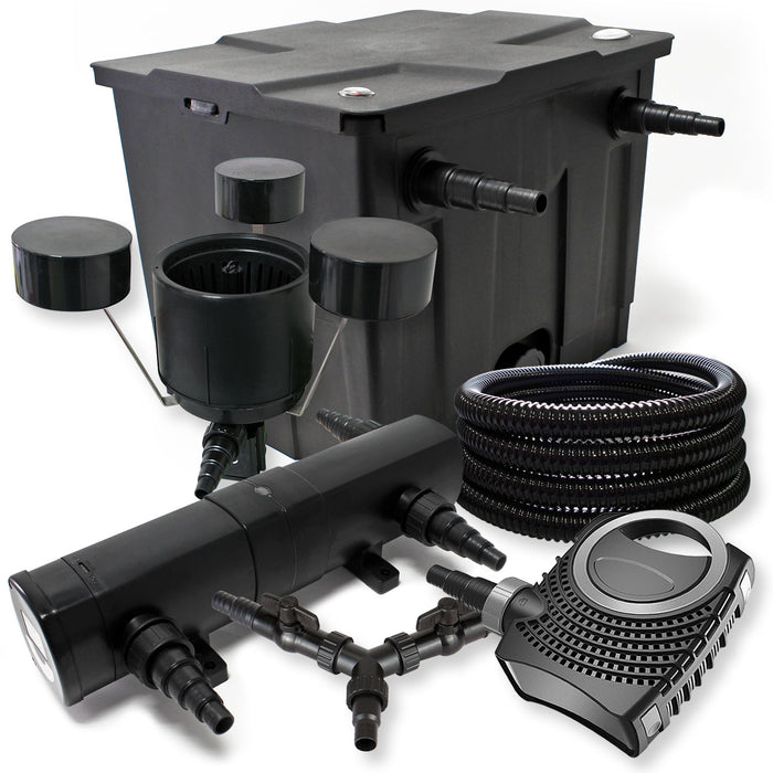 Set Filtro 12000l Chiarificatore laghetto 36W Pompa NEO8000 70W Tubo 25m Skimmer CSP250