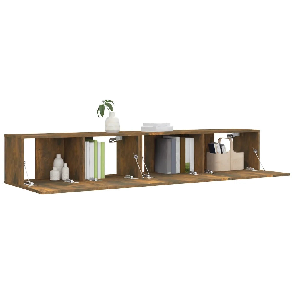 Set Mobili Porta TV 2 pz Rovere Fumo in Legno Multistrato 3120281