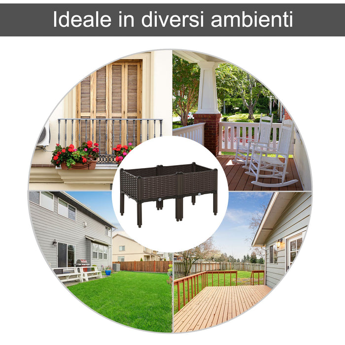 Fioriera da Giardino 40x40x44 cm in Polipropilene Marrone