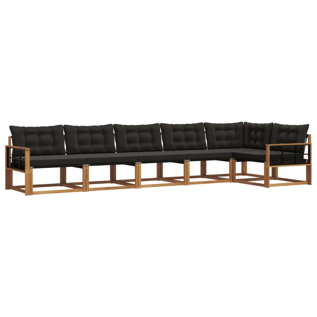 Set di divani da esterno con cuscino 6 pcs Naturale e Nero 3369511