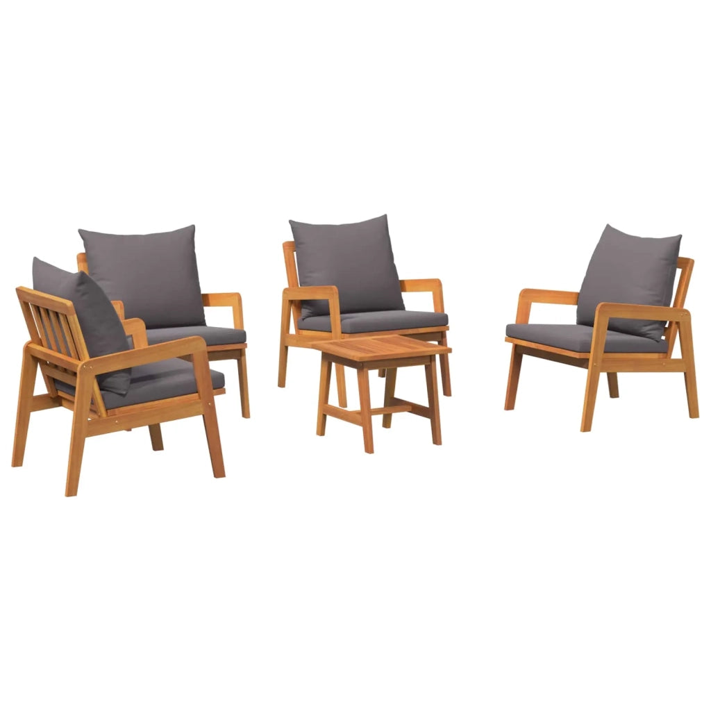 Set bistrot con cuscino 5 pcs Marrone Legno di Acacia Massello 3328612
