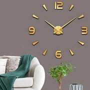Decorazione per Parete 3D Oro Sticker con Orologio Decorativo per Ufficio, Camera da Letto, Sala da Pranzo Orologio Decorativo con Modello 3D (Goud)