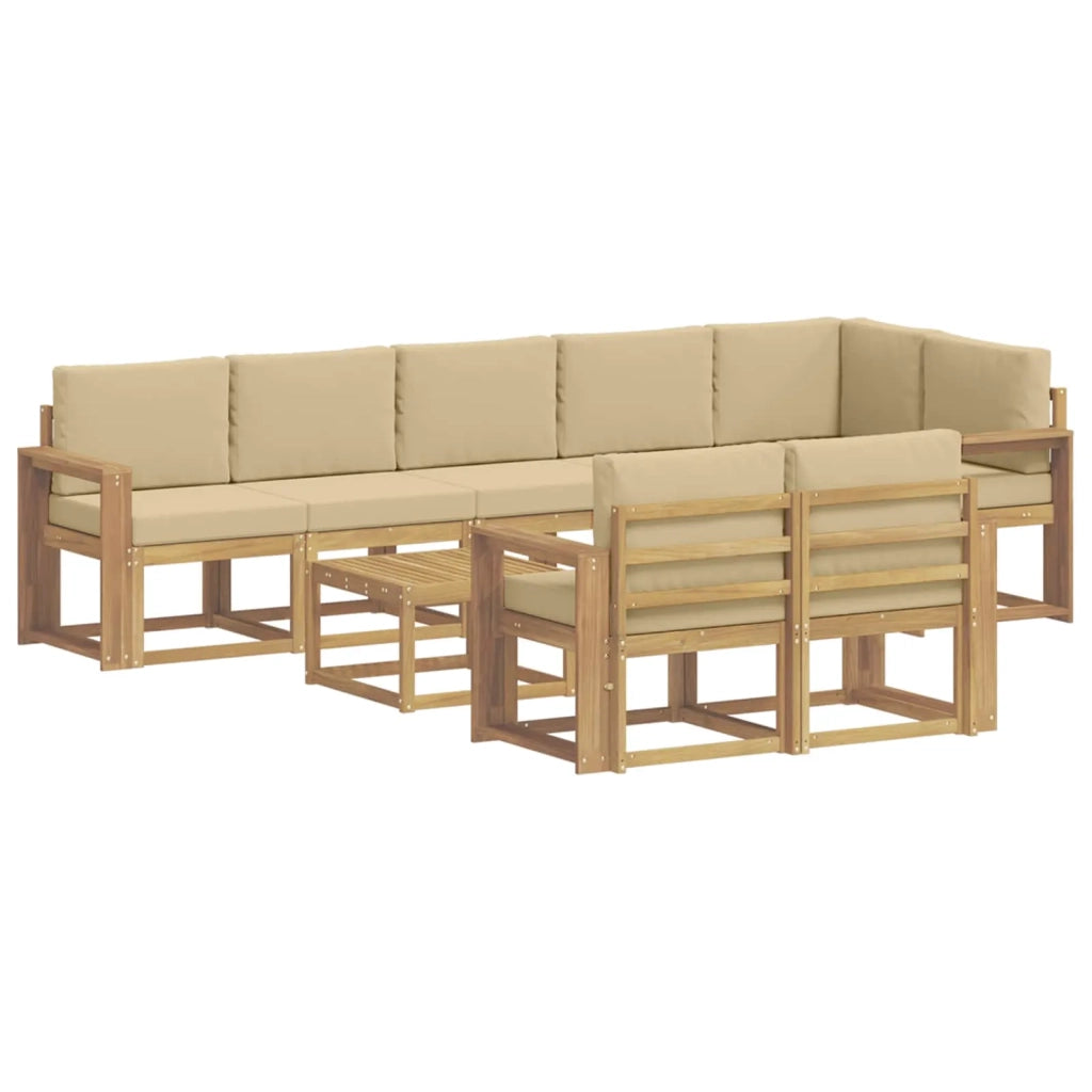 Set di divani da esterno 9 pz Bianco e Beige Poliestere 3387847