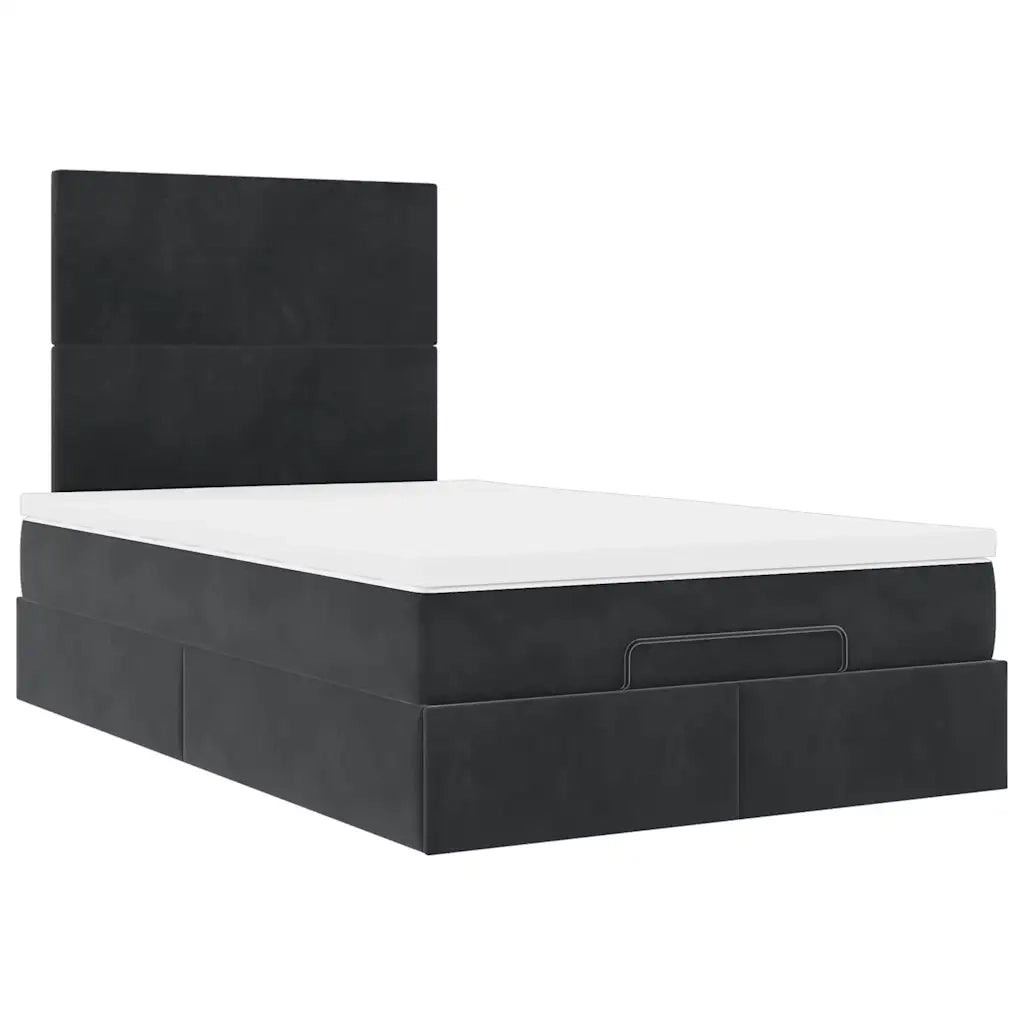 vidaXL Struttura Letto Pouf con Materassi Nero 120x200 cm Velluto