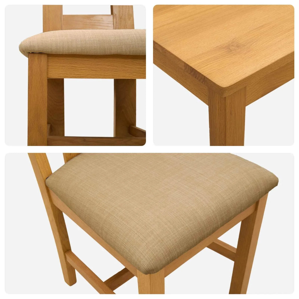 Set da pranzo 7 pz Beige Legno di Quercia Massello 3430396