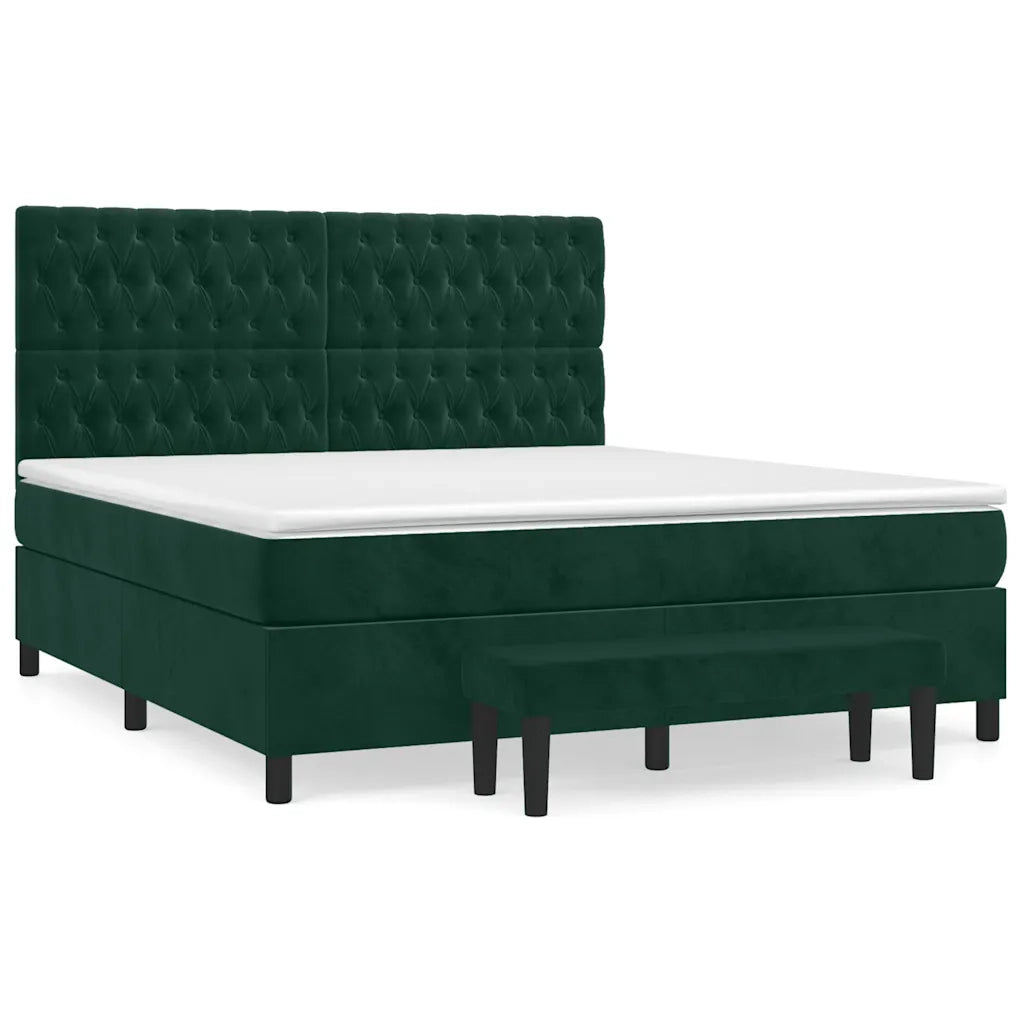 Giroletto a Molle con Materasso Verde Scuro 180x200 cm Velluto 3138040
