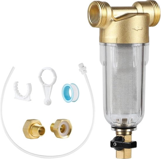 Filtro sedimentare per acqua riciclabile 40 micron - sedimentatore a spirale in ottone - tubo di fonte con filtro sedimentare e adattatori