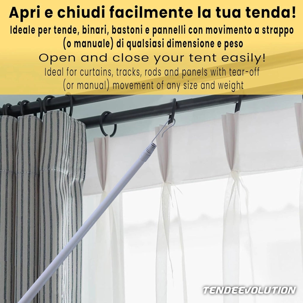 Frustino Frusta Asta - Tiratenda per Tende da Interno in Ferro, Diametro 11mm, Lunghezza 125cm - Colore: Nero