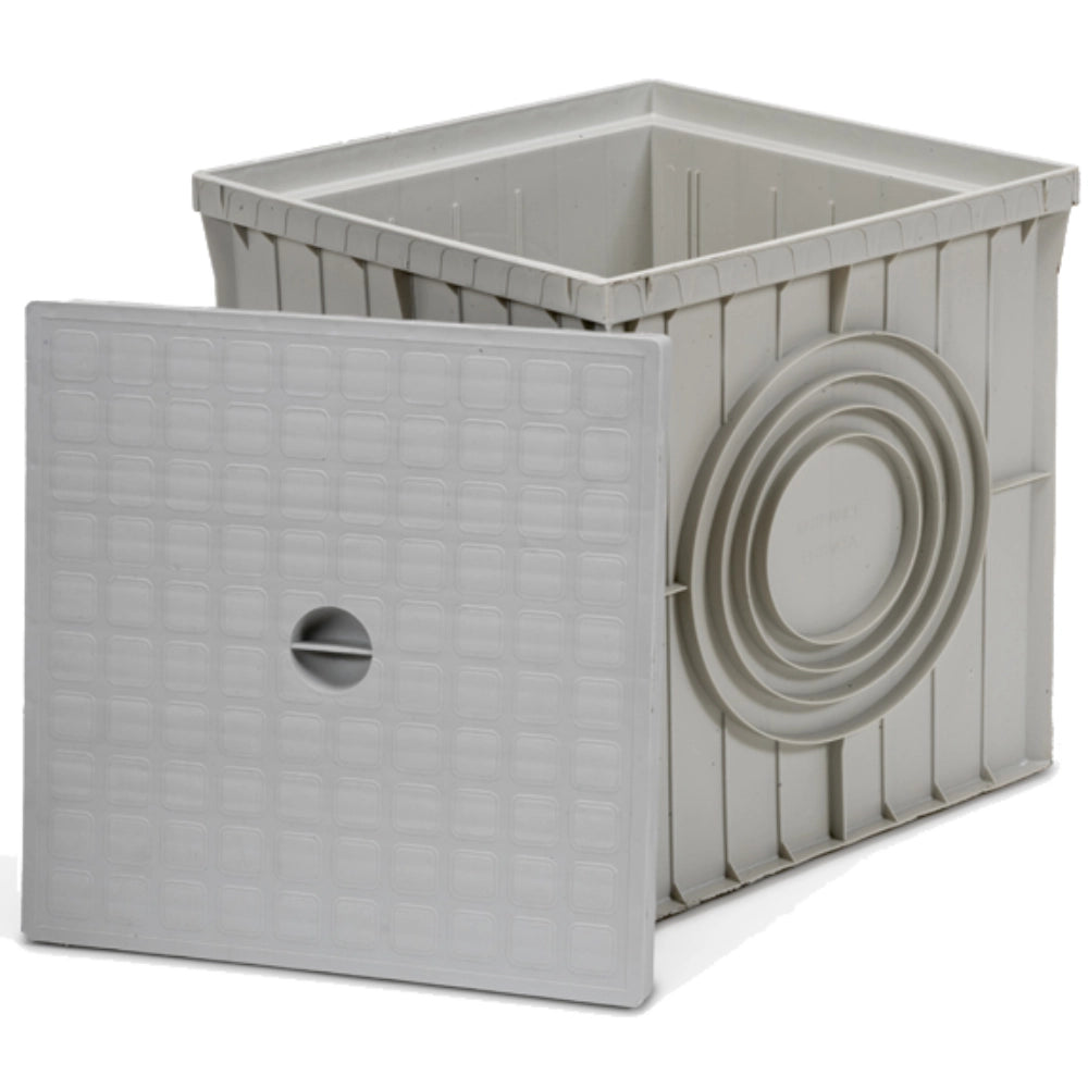 Pozzetto in polipropilene con coperchio grigio chiaro da interrare *** dimensioni 300 x 300 millimetri, confezione 1