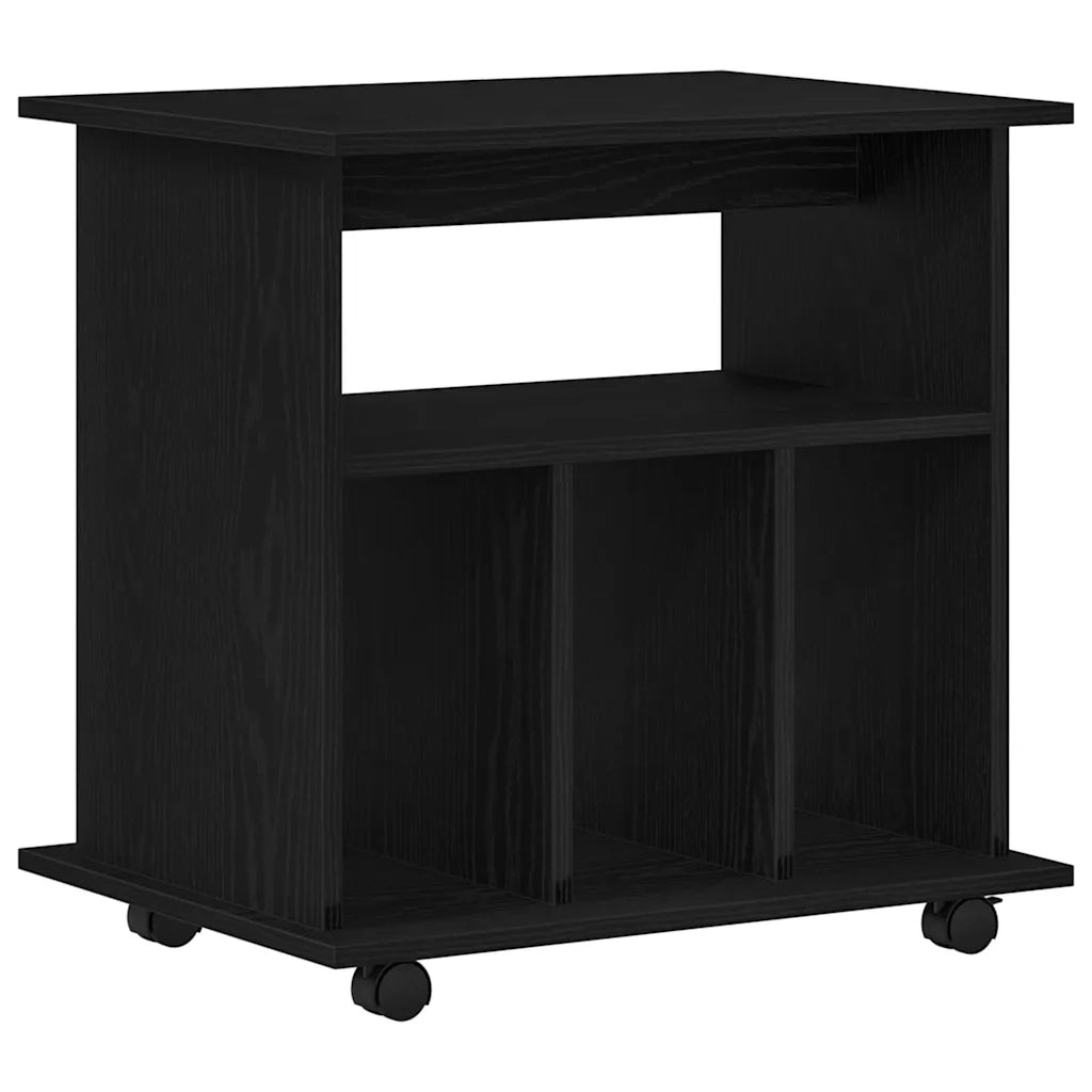 Mobile con Ruote Rovere Nero 60 x 45 x 55 cm Legno multistrato 862674