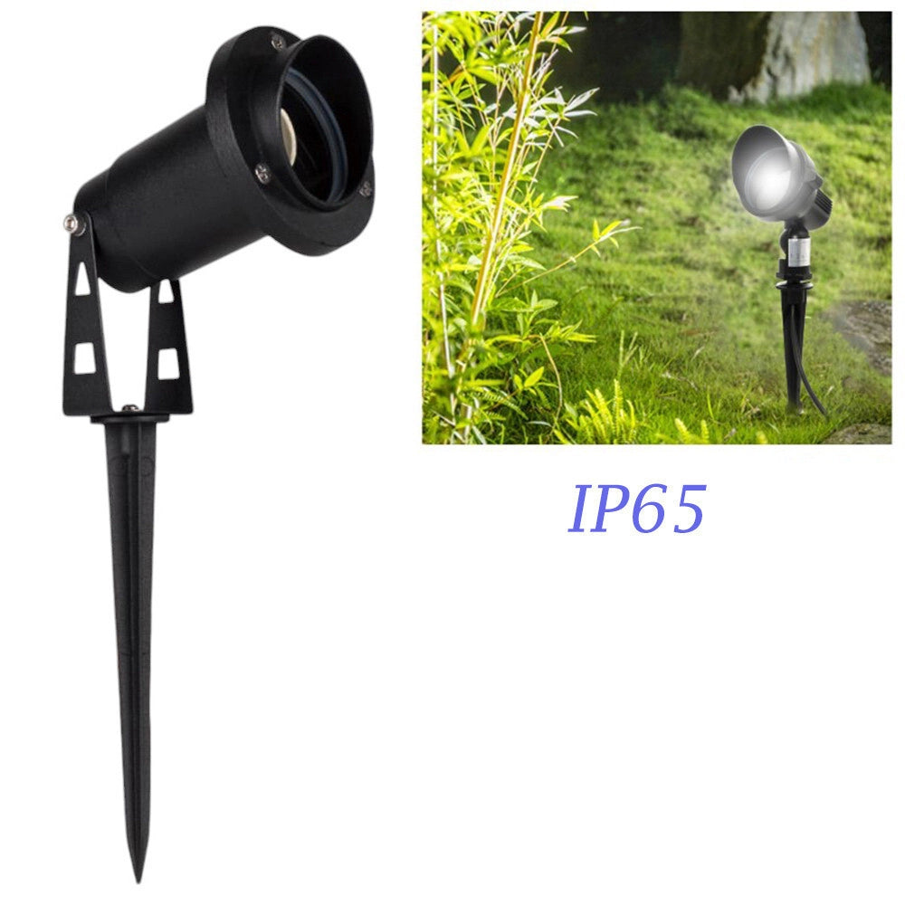 Trade Shop - Faretto Esterno Da Giardino Doppia Istallazione Con Picchetto Staffa Gu10 Ip65 Et-01 - Nero
