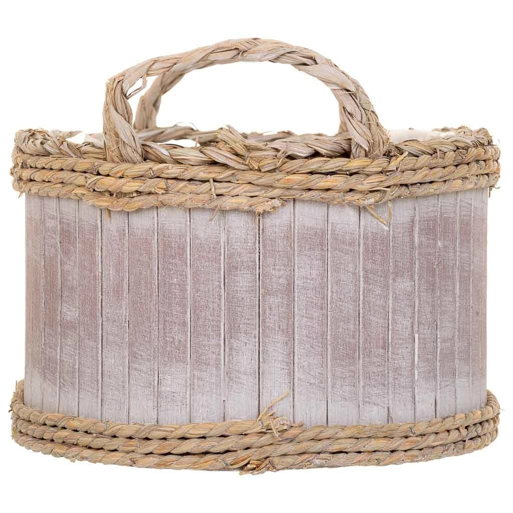 Set di 3 cestini ovali in legno grigio