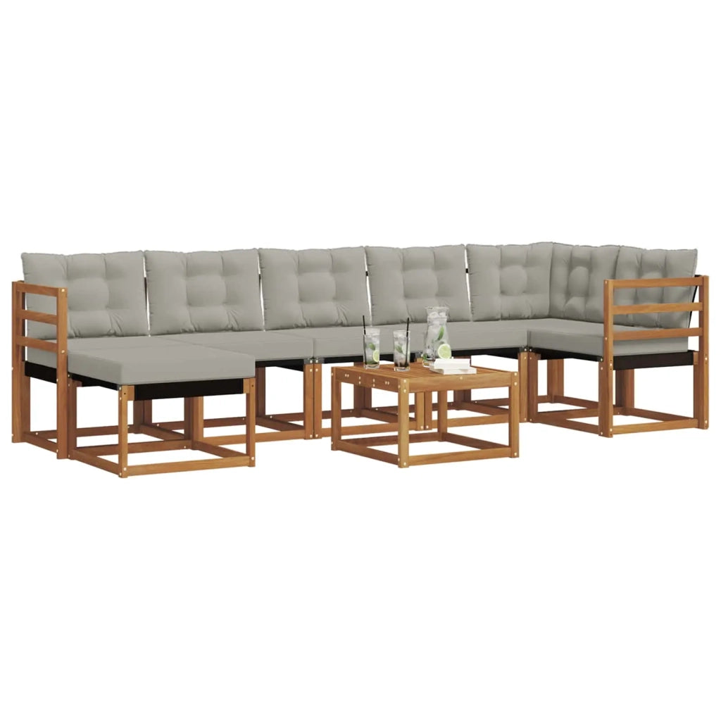 Set di divani da esterno 8 pcs Grigio Naturale e Chiaro