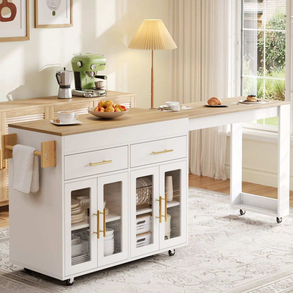 ISOLA DA CUCINA ESTRAIBILE 132,5-217 x 50 x 93 cm Bianco MDF