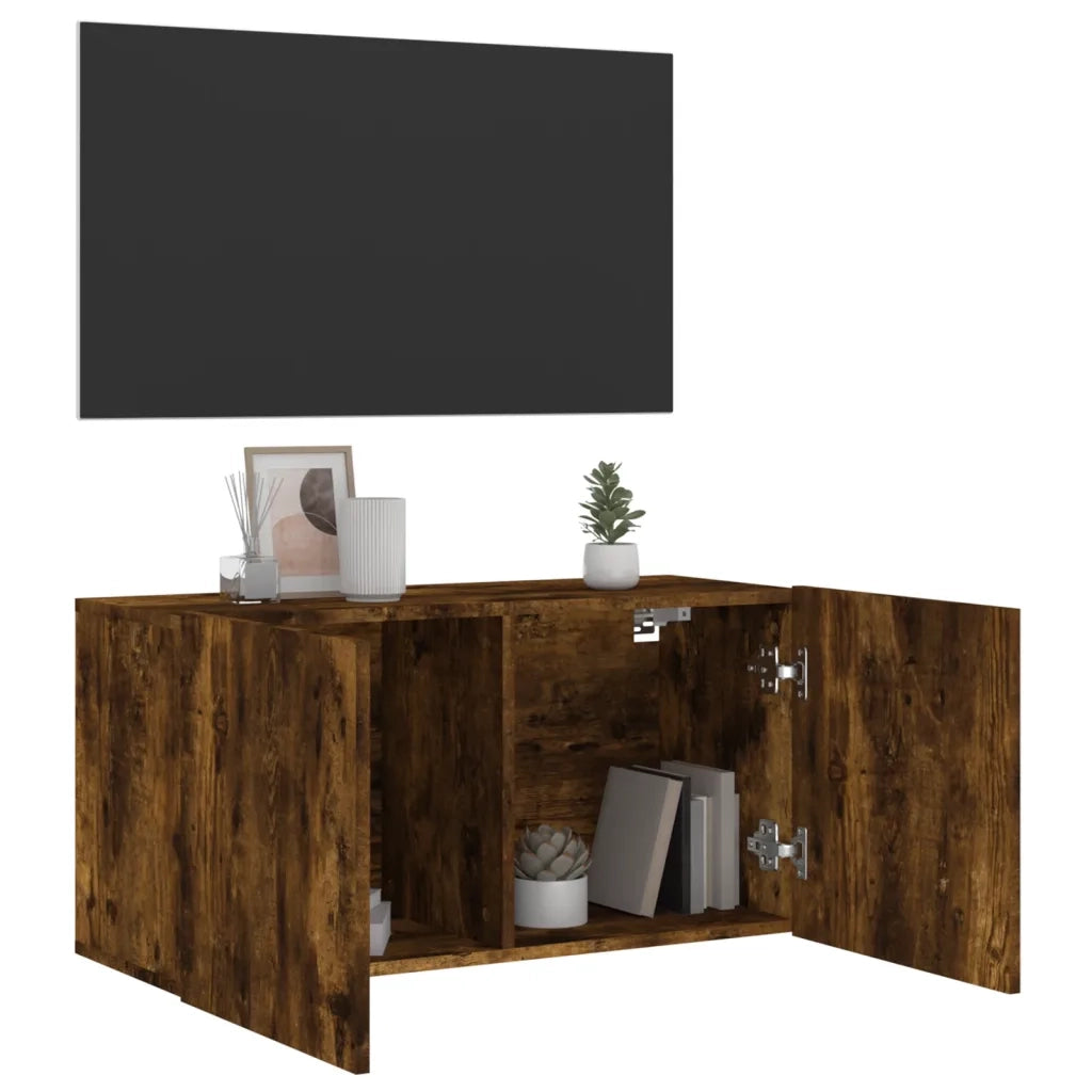 Mobile TV a Parete Rovere Fumo 80x30x41 cm 836960