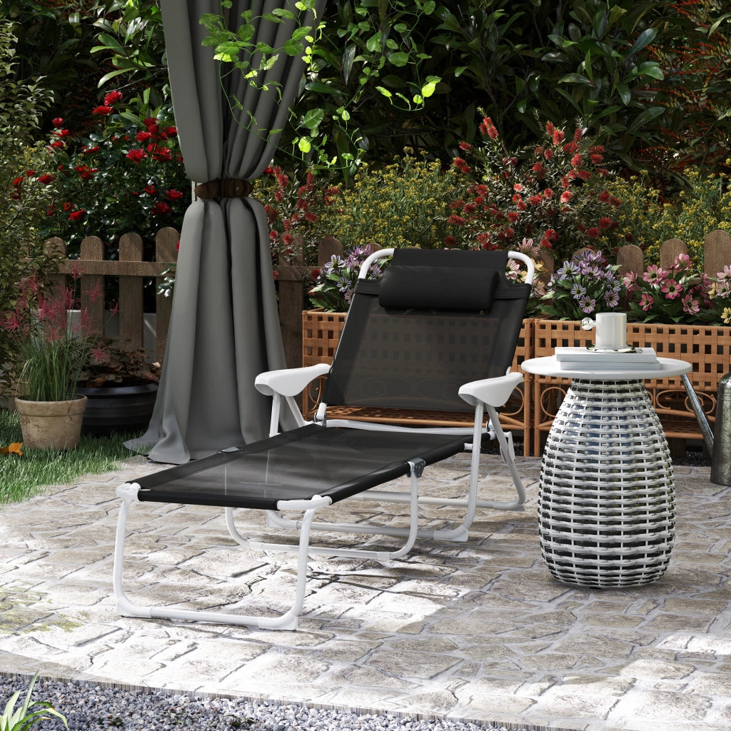 Sdraio pieghevole da giardino con cuscino ¨C zephmum ¨C nero