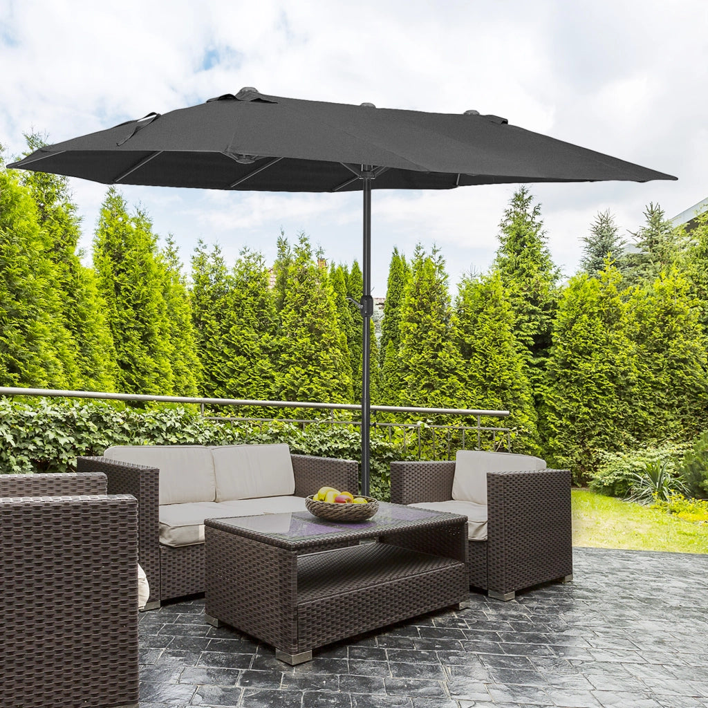 Ombrellone da Giardino Grande ¨C zephmum ¨C Nero 455x265x238 cm