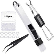 Set di pulizia per tastiera da 203 pezzi - Incluso set di pennelli in gomma - Keycap Remover - Pincetta - Cassetto di conservazione - Scolapasta per rimuovere i dadi di tastiera