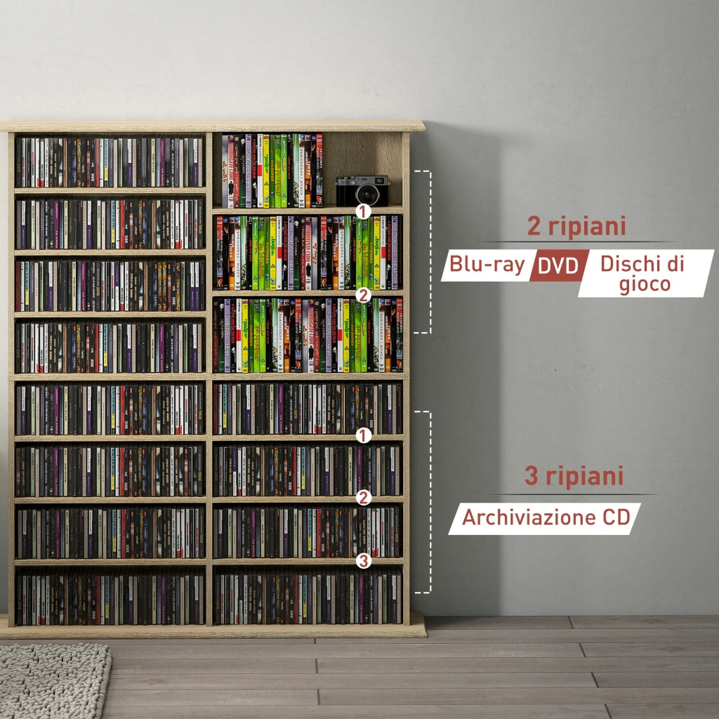 Libreria CD 16 Ripiani Moderna in Legno ¨C zephmum ¨C Naturale 106.5x24x126.3 cm
