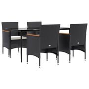 Set da pranzo da esterno nero da 5 pezzi con cuscini 02_0014165