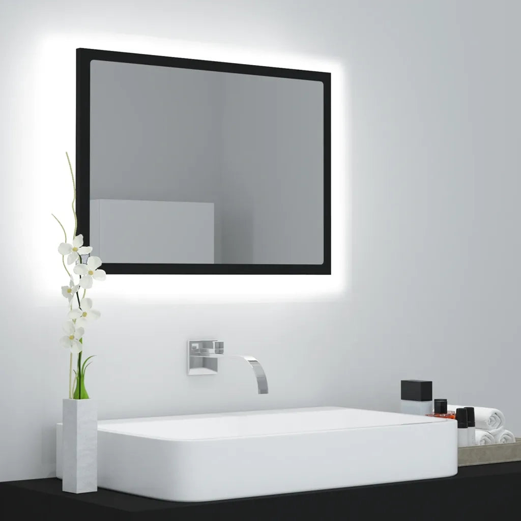 Specchio da Bagno a LED Nero 60x8,5x37 cm in Acrilico 804917