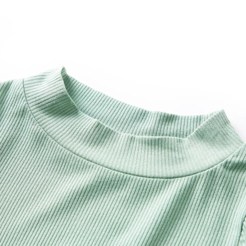 Maglietta da Bambina Maniche Lunghe a Lupetto Menta Scuro 140 14333