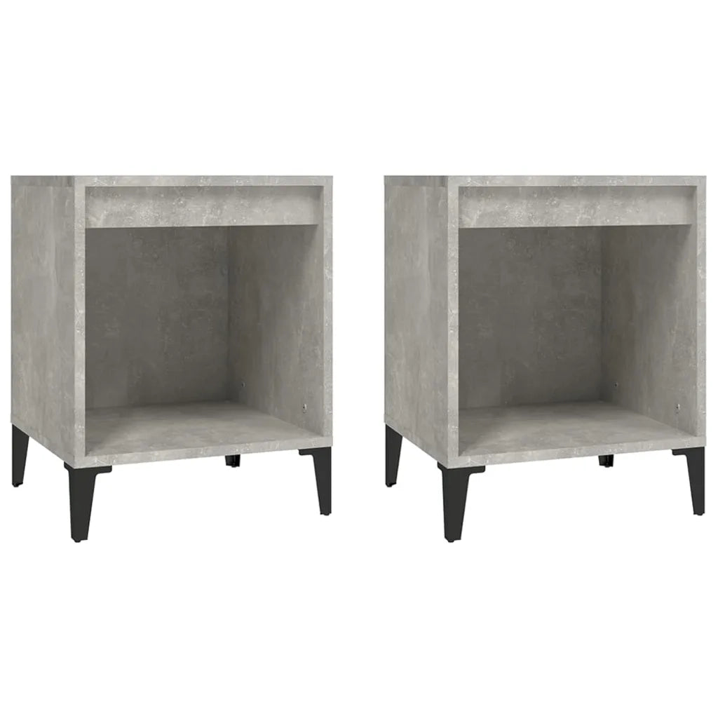Comodini 2 pz-Set di 2 Tavolino da notte Grigio Cemento 40x35x50 cm 670103