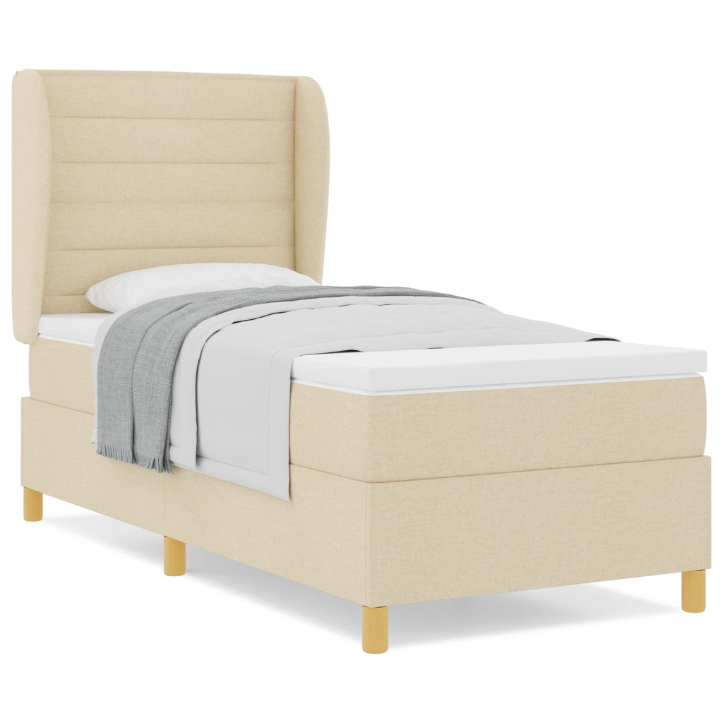 Letto a Molle con Materasso  Crema 90x190 cm Tessuto