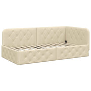 Letto singolo | Letto per adulti | Cornice del letto ad angolo Crema 90 x 190 cm Tessuto