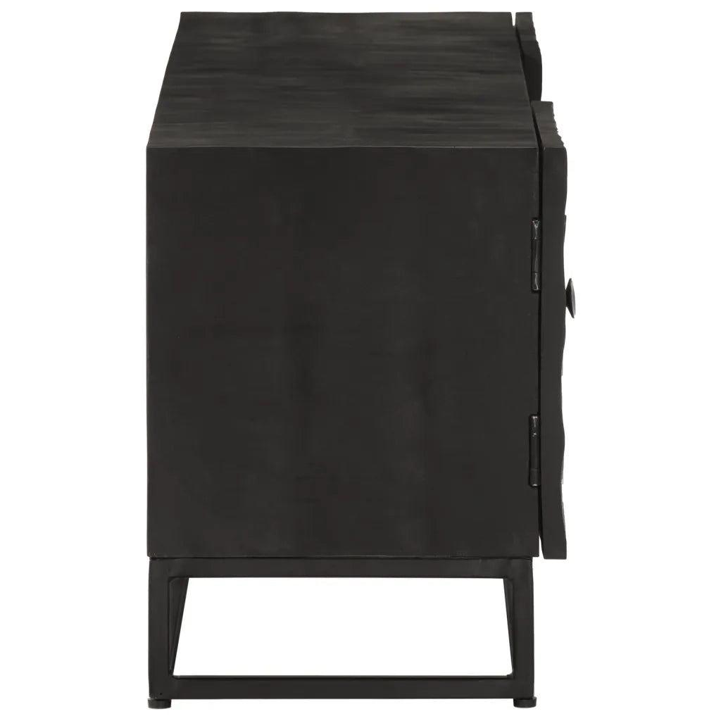 Mobile TV Nero 110x30x40 cm in Legno Massello di Mango e Ferro 372007
