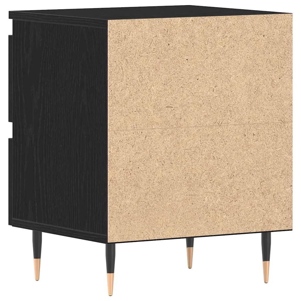 Comodino | Armadio da Notte | Mobiletto da notte Rovere Nero 40 x 35 x 50 cm Legno multistrato