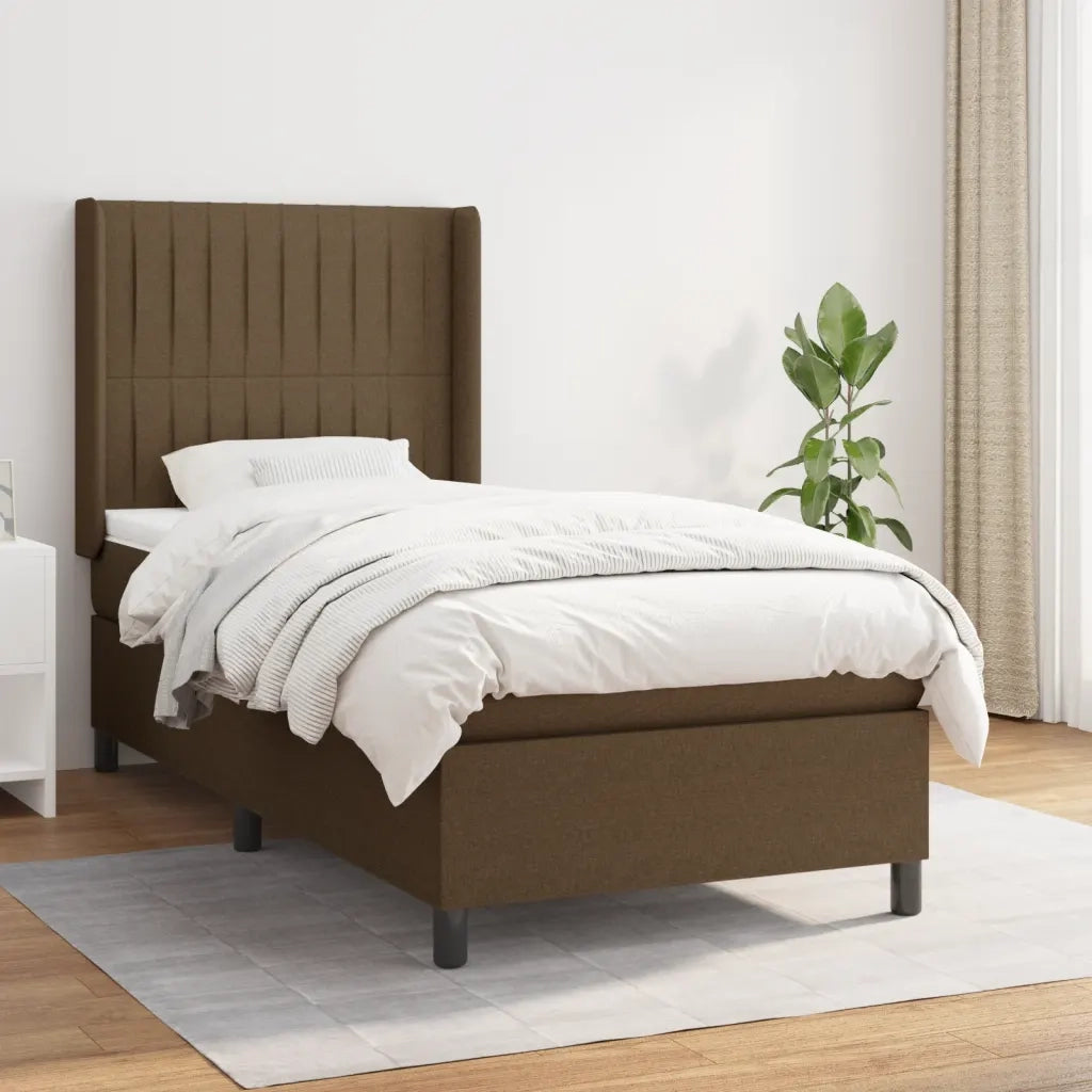 Giroletto a Molle con Materasso Marrone Scuro 90x190cm Tessuto 3131556