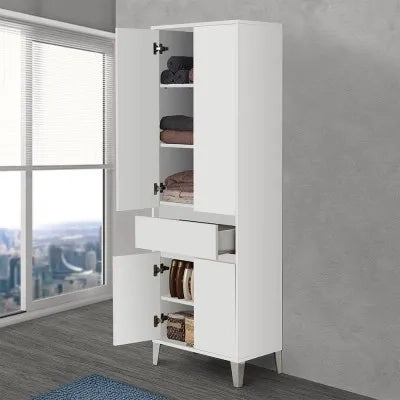 Colonna bagno da terra L. 60 cm Way bianco lucido 4 ante e 1 cassetto