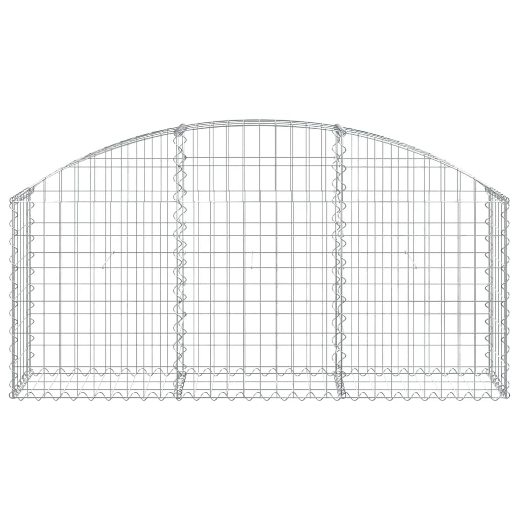 Cesto gabbione recinzione a gabbia muro di contenimento ad arco 150 x 30 x 60/80 cm ferro zincato argento 02_0039978