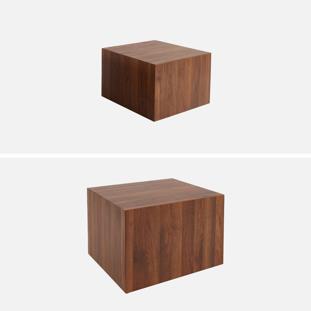 Set di 2 tavolini quadrati effetto frassino, noce