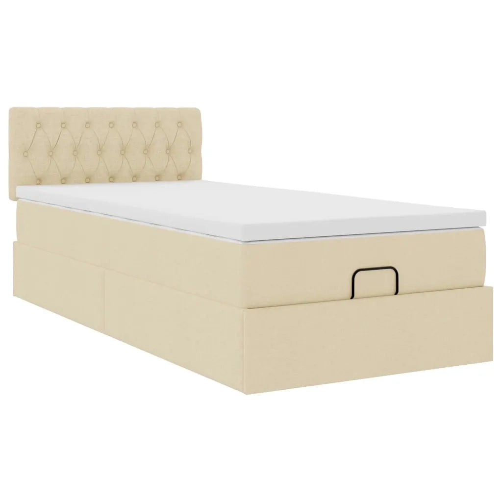 Struttura Letto Pouf con Materasso Crema 80x200 cm in Tessuto 3312351