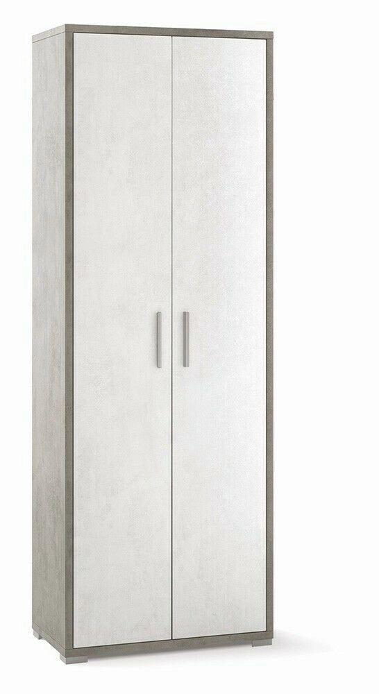 Armadio 2 Ante 2 Ripiani H199 L71 P41 Cm struttura Cemento frontali Bianco Ossido Db374k Sarmog