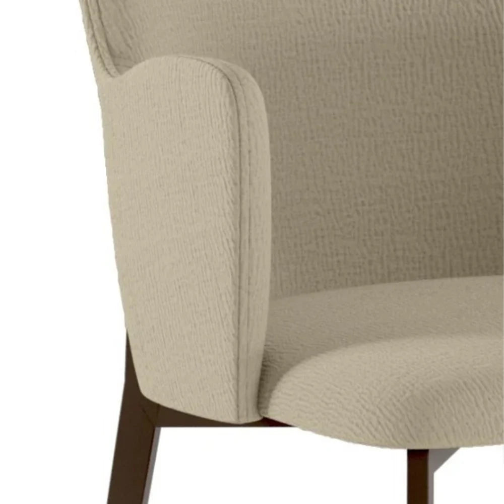 Set di 4 sedie da pranzo imbottite in tessuto beige Hug con struttura in metallo facili da pulire | Duzzle