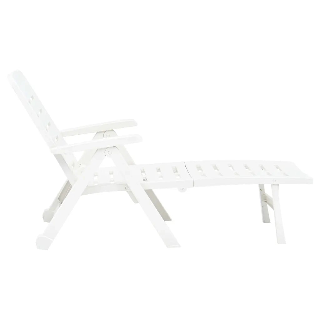 Lettino Prendisole Pieghevole in Plastica Bianco 48754