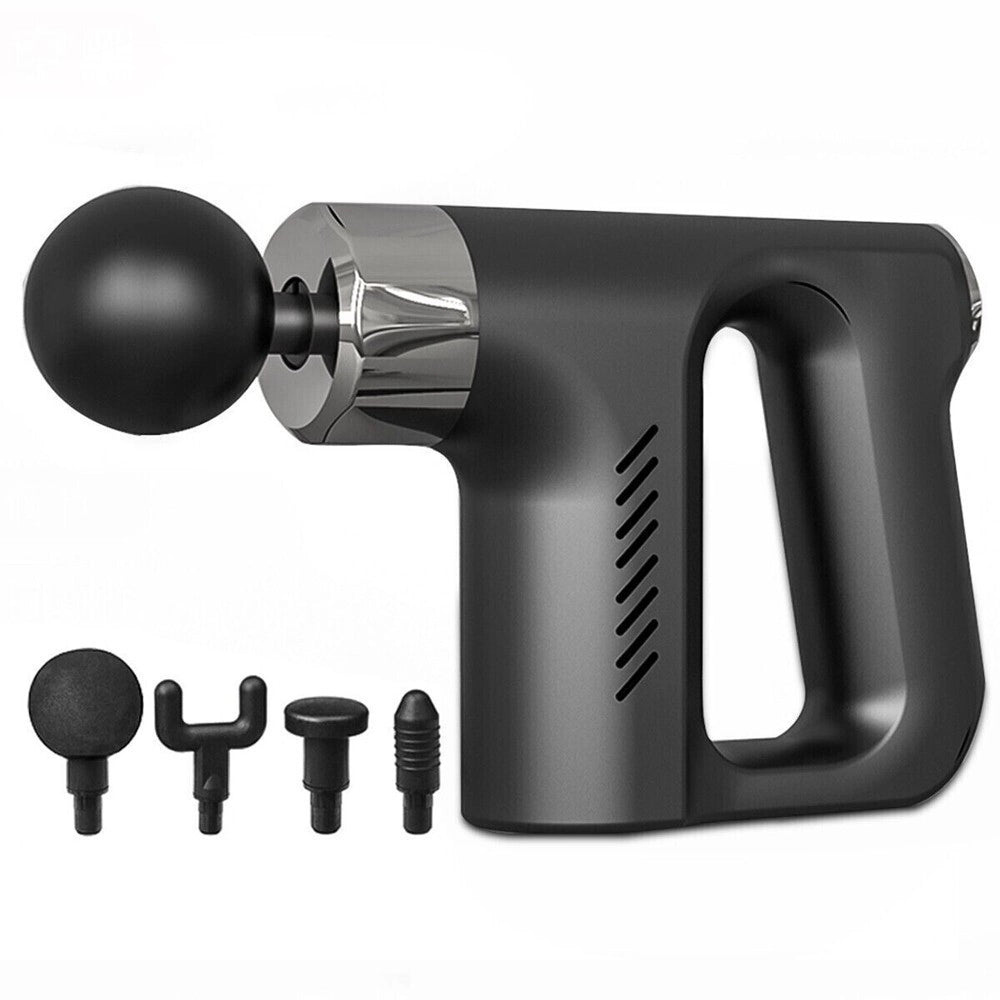Trade Shop - Pistola Massaggiante Professionale 4 Testine 5 Velocità Fascial Gun Ricaricabile -