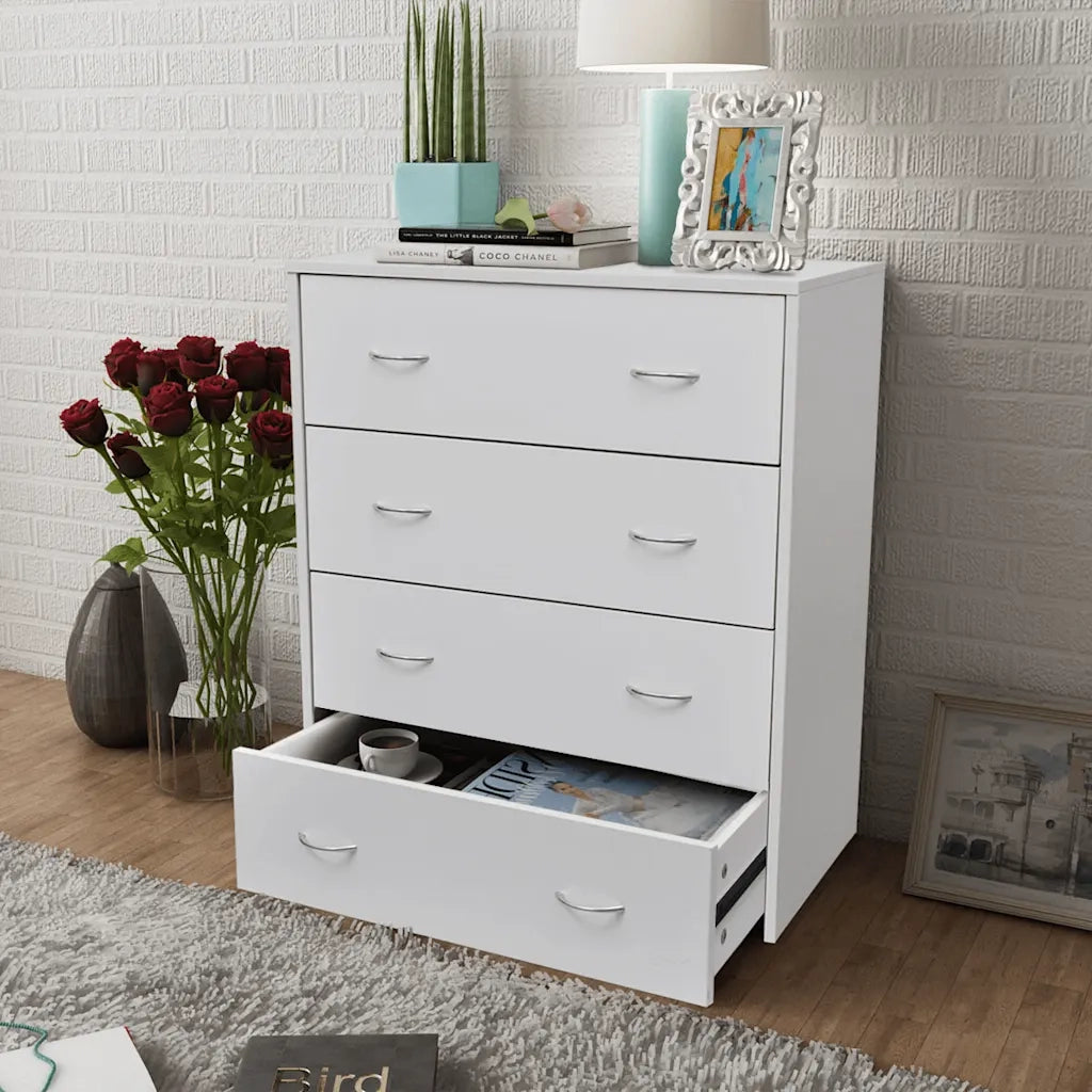 Credenza con 4 Cassetti 60x30,5x71 cm Bianca 242545