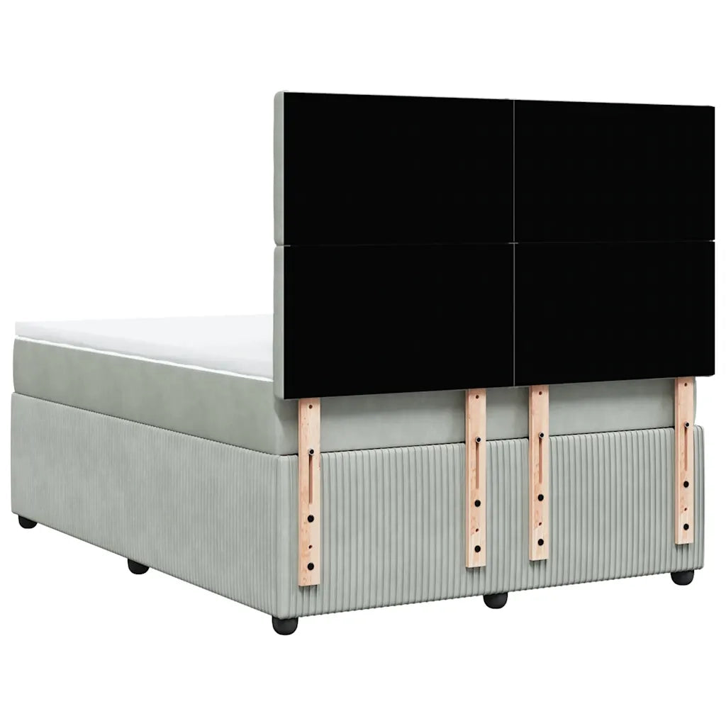 Giroletto a Molle con Materasso Grigio Chiaro 160x200cm Velluto