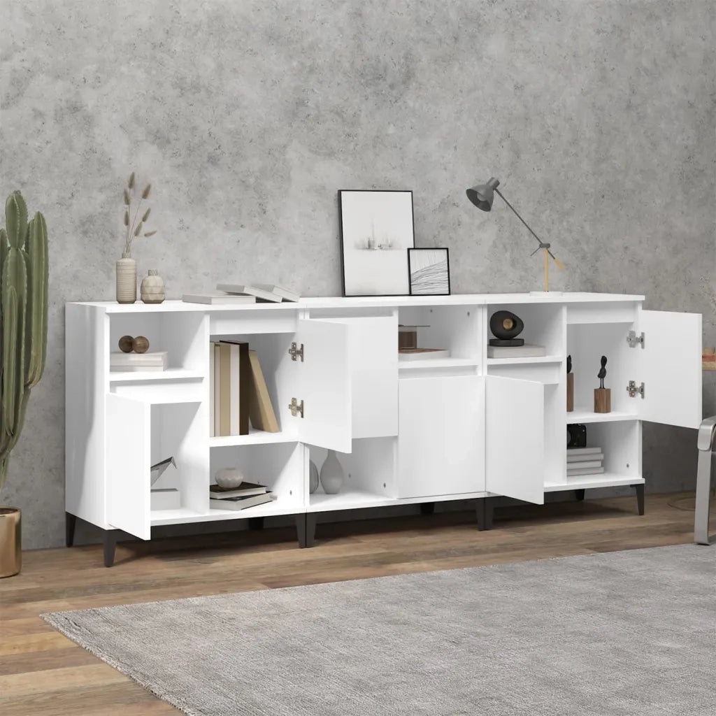 Credenze 3pz | Madia | Buffet da pranzo | Armadio da pranzo Bianche 60x35x70 cm in Legno Multistrato