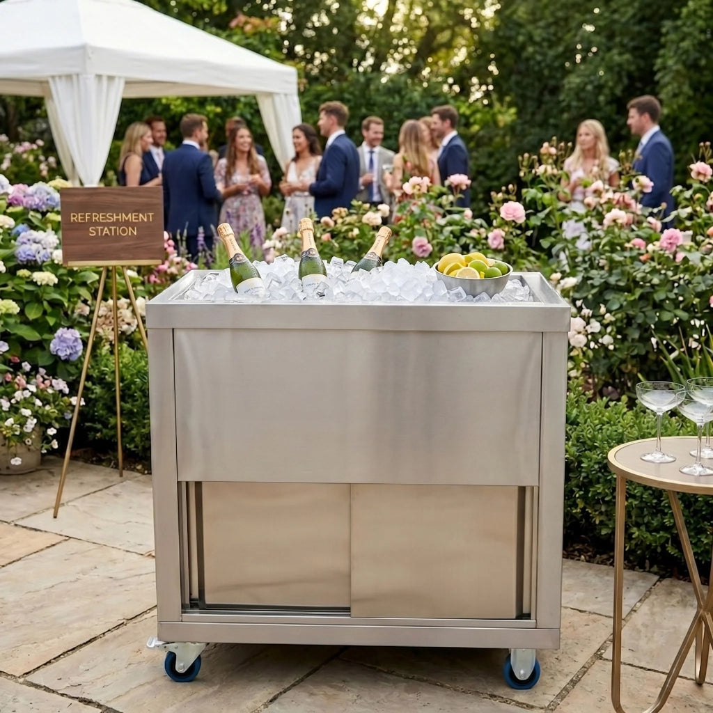 Carrello Portaghiaccio Mobile 86L con Ruote 80cm Coperchio Diviso e Vano