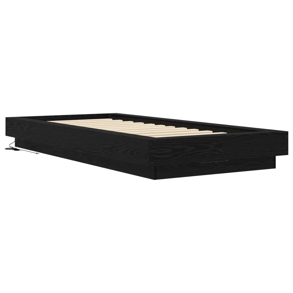 Letto con LED Rovere Nero 80 x 200 cm Legno ingegnerizzato 3429587