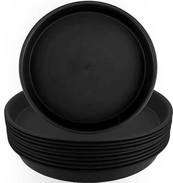 Set di Piattelli Rotondi per Piantine - 30,5 cm - Nero - Per Vasi - Adatto per Interno e Esterno - Set da 10